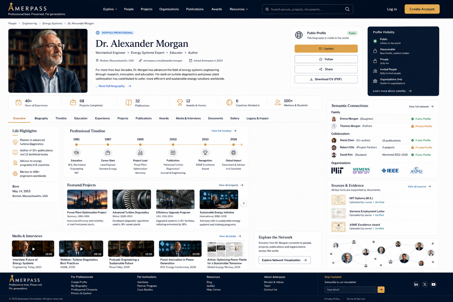 Amerpass public biography example